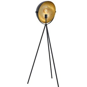EGLO Vloerlamp Darnius, 1-vlammige staande lamp, industrieel, vintage, modern, stalen woonkamerlamp in zwart en goud, lamp met voetschakelaar, E27-fitting