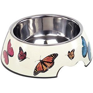 Nobby Butterfly voederbak voor honden, melamine/roestvrij staal, 22 x 7,5 cm