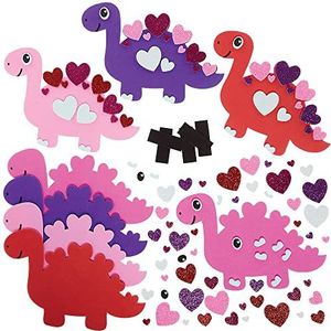Baker Ross FX458 dinosaurus-magneetsets met liefdeshart om te mengen en te matchen - 8 stuks, knutselset van valentijnsschuim voor kinderen