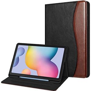 Fintie Hoes voor Samsung Galaxy Tab S6 Lite 10.4 2024/2022/2020, zachte TPU-achterkant met S Pen-houder en documentsleuven, zwart/bruin