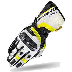 SHIMA STR-2 Motorhandschoenen voor heren, touchscreen-handschoenen voor de zomer, sport en leer, met enkelbescherming van carbon, hand- en vingerhandpalm, versterkt (neonkleuren, XL)