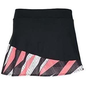 Mizuno dames ruches rok, zwart/neonvlam