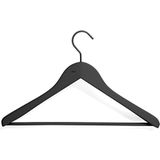 Soft Coat Hanger - Set van 4 brede kleerhangers, zwart/44 x 27 x 4 cm/4 x kleerhangers met stang