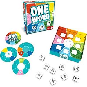 noris 606101979 One Word, het snelle raadselspel voor de hele familie vanaf 6 jaar, met speelkaarten en dobbelstenen voor 2 tot 12 spelers