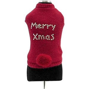 Trilly tutti Brilli Wollen trui met Swarovski Thermische Toepassing en Pin Pompon Rood, XL - 1 product