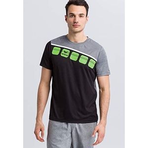 Erima 5-c T-shirt uniseks (1 stuk), zwart/grijs gemêleerd/wit