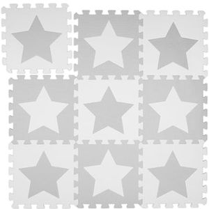 Relaxdays Puzzelmat Sterren - Babymat - Speelmat - Speeltegels - Lichtgrijs Kindermat