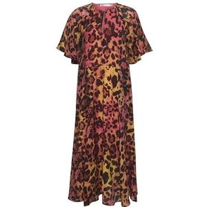 InWear Inwear Maxi-jurk voor dames, halve mouwen, ronde hals, casual, pasvorm, hoge lage taille, jurk voor dames, Color Gradient Leo