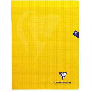 Clairefontaine 343361C notitieboekje, Mimesys, geel, 24 x 32 cm, 96 pagina's, grote ruiten, wit papier, 90 g, omslag van polypropyleen, 10 stuks
