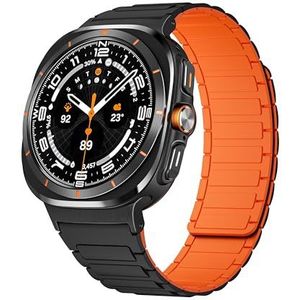 VeveXiao Robuuste magnetische siliconen armband compatibel met Samsung Galaxy Watch 7 Ultra 47 mm (2024), sterke magnetische siliconen band voor dames en heren, Siliconen