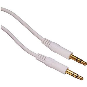 Adaptare 10023 stereo AUX-kabel, 2 x 3,5 mm jackstekker, ultradun design, goudkleurig, 0,30 m, wit.