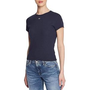 Tommy Jeans Tjw Bby Essential Rib Ss gebreide tops S/S dames, Twilight Navy