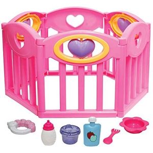 JC Toys - For Keeps! Speelpark voor poppen van 36-43 cm, bevat 6 accessoires, hartdetails, ideaal om te spelen, roze, ontworpen door Berenguer, +2 jaar