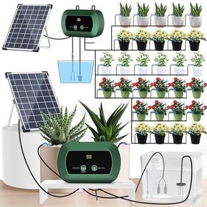 Automatisch irrigatiesysteem op zonne-energie, druppelirrigatiesysteem, op zonne-energie, met watersensor, zelfbewaterende apparaten met timer voor broeikas, tuin, balkon