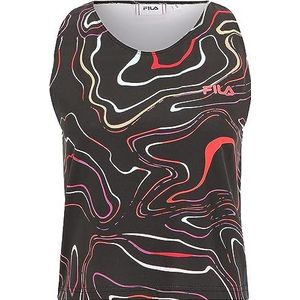 FILA Shreveport AOP Cropped T-shirt voor dames, Black Colour Waves Aop