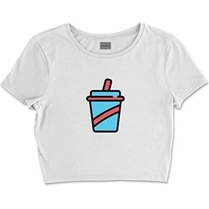 Bona Basics, Basic T-shirt met digitale print voor dames, 100% katoen, wit, casual, maat L, wit, L korte taille, Wit