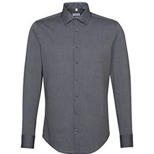 Seidensticker Heren Business Slim Fit - Bügelfrees, Sleeves Hemd met Kent-Kragen - Langarm - 100% katoenen overhemd, grijs (Dunkelgrijs 37), 43 heren, grijs.