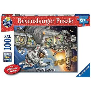 Ravensburger Kinderpuzzel 13366 - Op het wereldstation - Wieso? Weshalb? Warum? Puzzel 100 stukjes XXL + Wissensposter, voor fans vanaf 6 jaar: puzzelgnügen gepaard met Sachwissen