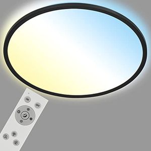 Briloner - Led-plafondlamp CCT, LED-plafondlamp met achtergrondverlichting, ultradun, dimbaar, afstandsbediening, warmwit, neutraal wit, koudwit, 480 x 30 mm