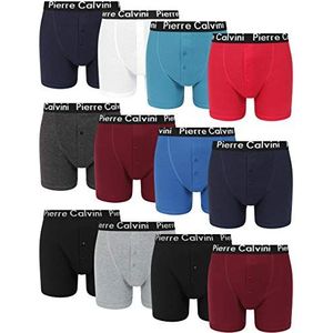 FM London Gulp met knopen, boxershorts voor heren (12 stuks), zwart.