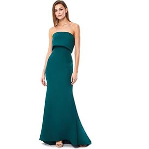 Blaze Strapless Maxi Dress With Overlay, Dark Green, EU 36
