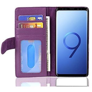 Cadorabo Beschermhoes compatibel met Samsung Galaxy S9, paars orchidee, beschermhoes met magneetsluiting en 3 kaartvakken