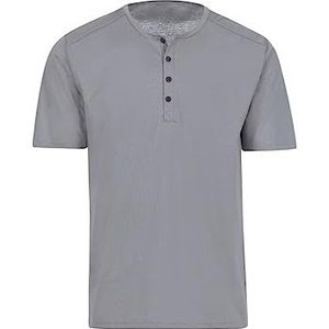 Trigema Heren T-shirt met knoopsluiting van luxe katoen, Kleur: grijs