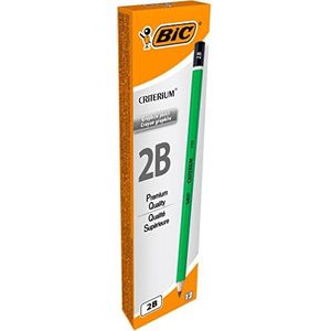 BIC Criterium 550 potloden – vettige en duurzame vulling – kleur grijs, 2B, doos met 12 stuks