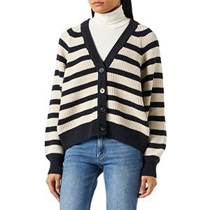 Part Two Relaxed Fit vest met lange mouwen dames, Dark Navy Stripe, XXL, Dark Navy Streep