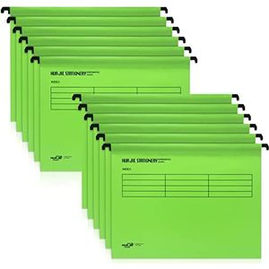 weegoo 12 stuks A4 hangmappen met tabbladen en kaartsleuven, voor thuis, school en kantoor, groen (DGJL)