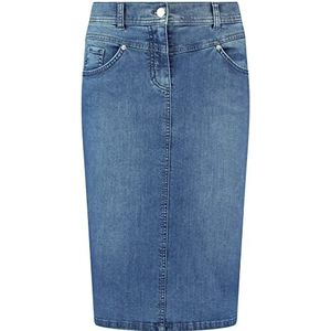 Gerry Weber Trendy jeansrok voor dames met effen gewassen effect, afgewassen effect dat zich aan de knieën aanpast, Denim blauw met gebruik.