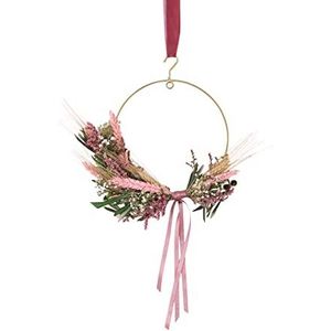 BloomPost BloomRing - Handgeselecteerde gedroogde bloemen met metalen ring en satijnen lint - roze - ontworpen door onze professionele bloemisten - uniek cadeau (L085)