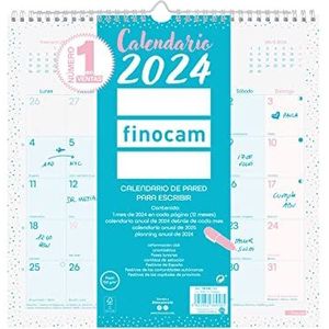 Finocam - Chique wandkalender 2024 om te schrijven januari 2024 - december 2024 (12 maanden), chic, turquoise, Spaans