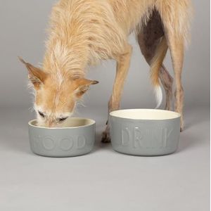 Scruffs Klassieke 2-delige set voor hondenvoer en water, 19 cm | 20 cm - grijs