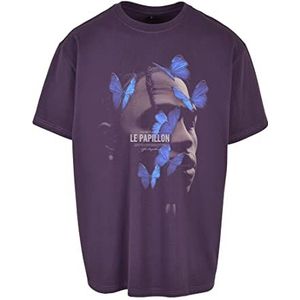 Mister Tee Le Papillon T-shirt, oversized, voor heren, Paars (Purplenight)
