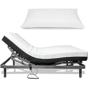Duérmete Online - Plat versterkt scharnierend bed + visco-elastische matras Artimat Plus + zijdeachtig aanvoelend kussen, beuken, 90 x 190 cm