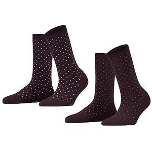 ESPRIT Dames Fine Dot 2-pack duurzame biologische ademende sokken fijn katoen versterkt zacht platte teennaad fantasie polkadot patroon multipack pak van 2 paar, Rood (Claret 8375)