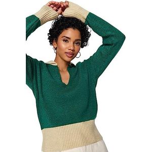 Trendyol FeMan Pull basique en tricot à col polo, émeraude, taille S, eméraude, S