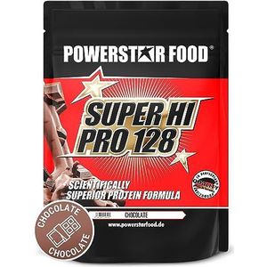Powerstar SUPER HI PRO 128 1 kg | Multicomponent eiwitpoeder | Hoogst mogelijke biologische waarde | Proteïnepoeder met 80% SS-eiwit | geproduceerd in Duitsland | chocolade