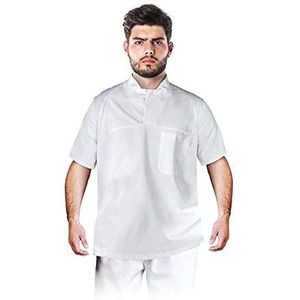 Leber & Hollman LH-FOOD_JBU Beschermende jas, uniseks, lange mouwen, 60% polyester, 35% katoen, 210g/m², wasbaar op 95 °C, geschikt voor industriële was, Wit