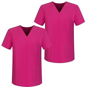 Misemiya - Pack*2 - Werkkleding Unisex COL PIC Korte Mouw ZIEKENHUIS Klinisch Uniform - Ref.817, Fuchsia 68