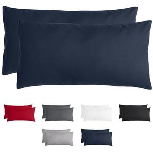 Komfortec Set van 2 Premium Kussenslopen 40x80 cm - Superzachte Kussenhoes – 100% - Geborsteld Mikrovezel 90g/m² - Blauw