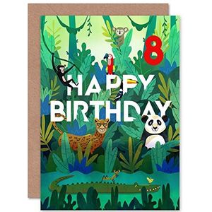 Jungle Dieren Jongens 8e Verjaardag Card Dieren