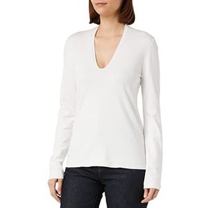 SISLEY Sweatshirt met V-hals, L/S, 14 Etm400 H, sweatshirt voor dames (1 stuk), Wit 074, M