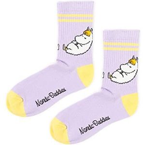 Nordicbuddies Snorkmaiden Moomin Retro sokken voor dames, uniseks, Geel en lila