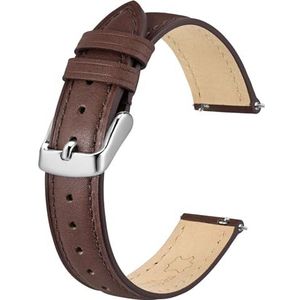 BISONSTRAP Leren horlogeband met snelsluiting voor dames en heren, compatibel met horlogebandjes van 12 mm, 14 mm, 15 mm, 16 mm, 18 mm, Leer, Geen edelsteen