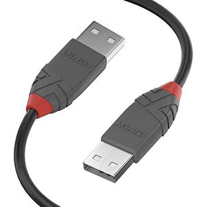 LINDY Anthra Line 36693 USB 2.0 type A naar A kabel, 2 m, zwart