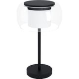 EGLO Briaglia-c LED bedlampje tafellamp dimbaar woonkamer netwerk metaal zwart met glazen bol en cilinder ondoorzichtig, warm wit - koud wit RGB