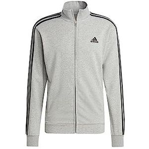 adidas Heren Basic 3 Stripes French Terry Track Suit, Medium Grey Heather/Zwart, L