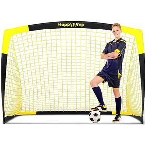 Happy Jump Pop Up voetbaldoel voor kinderen, 1 voetbalkooi, zwart en geel